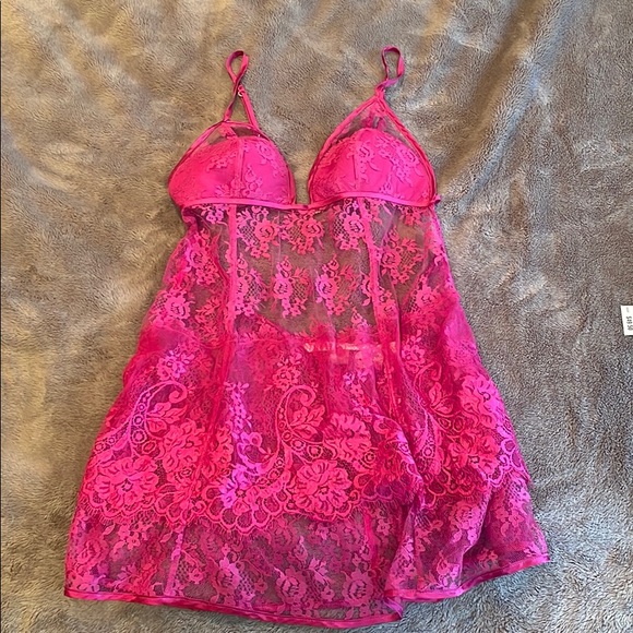 Victoria's Secret Other - Victoria’s Secret Pink Lace Lingerie Dress